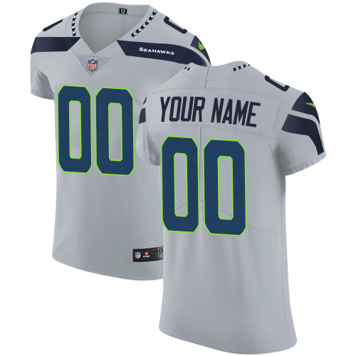Men's Seattle Seahawks Grey Alternate Vapor Untouchable Custom Elite NFL Stitched Jersey